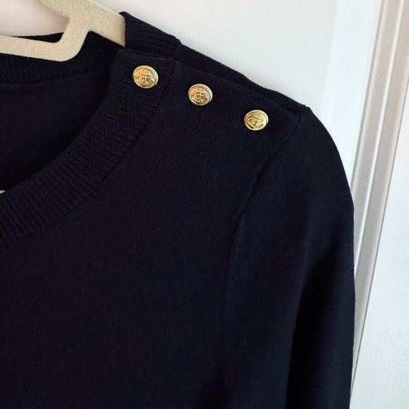 NWT Talbots Navy Blue Crewneck Sweater Top 3/4 Sleeves Preppy Summer Top Medium - Picture 6 of 9